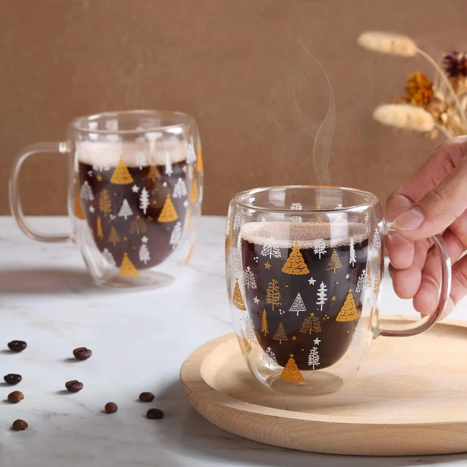 Tasses à café en verre sur mesure avec poignée