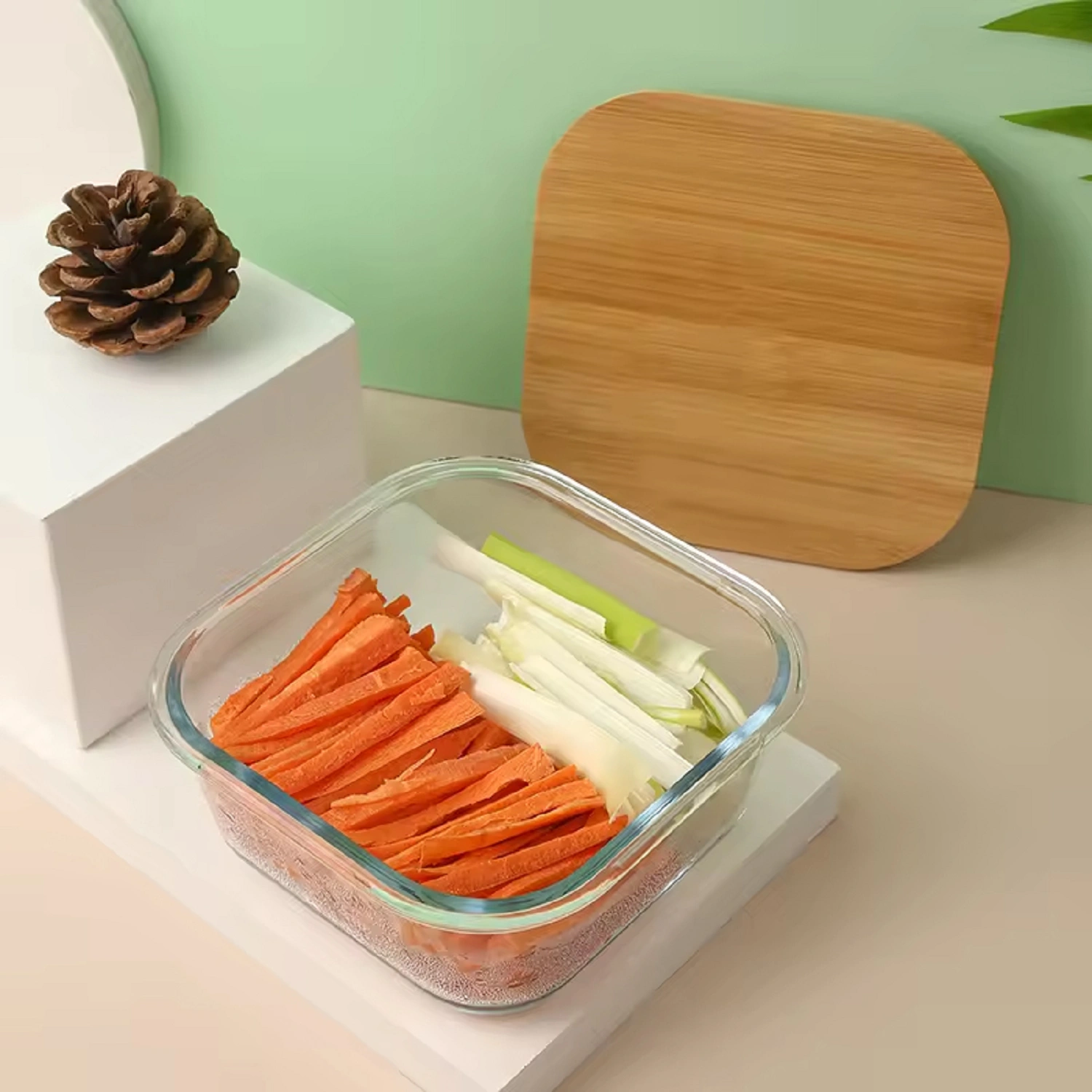 Borosilicate Glass Food Storage Containers With Bamboo Lid 