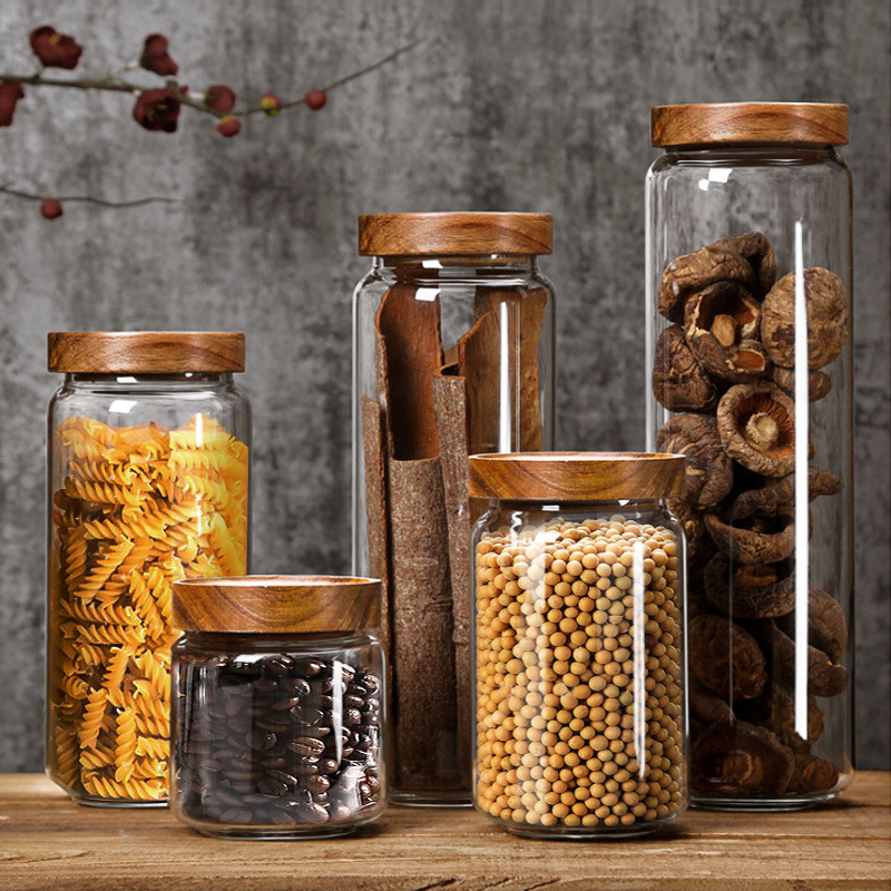 Borosilicate Glass Storage Jar With Wooden Lid