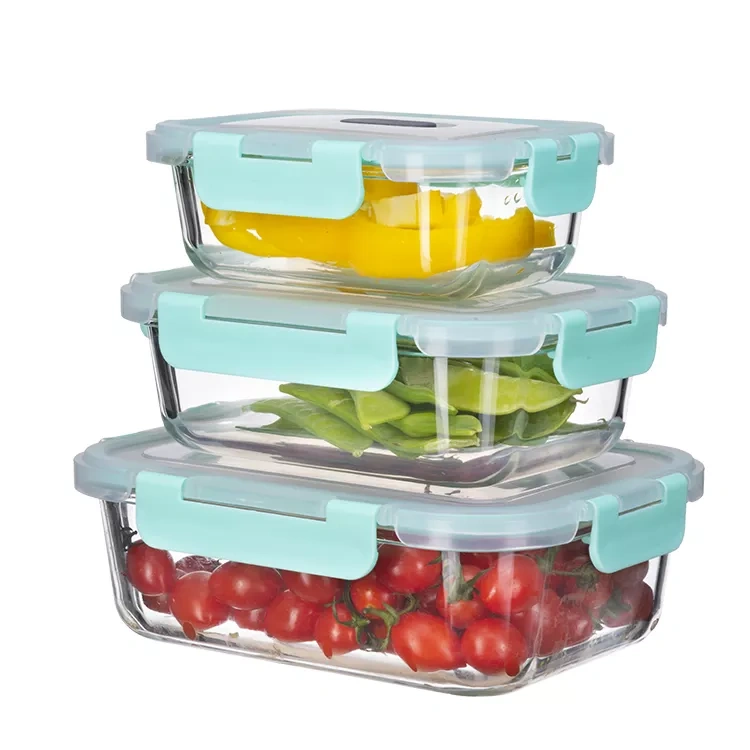 Heat Resistant Borosilicate Glass Food Storage Container With Lid