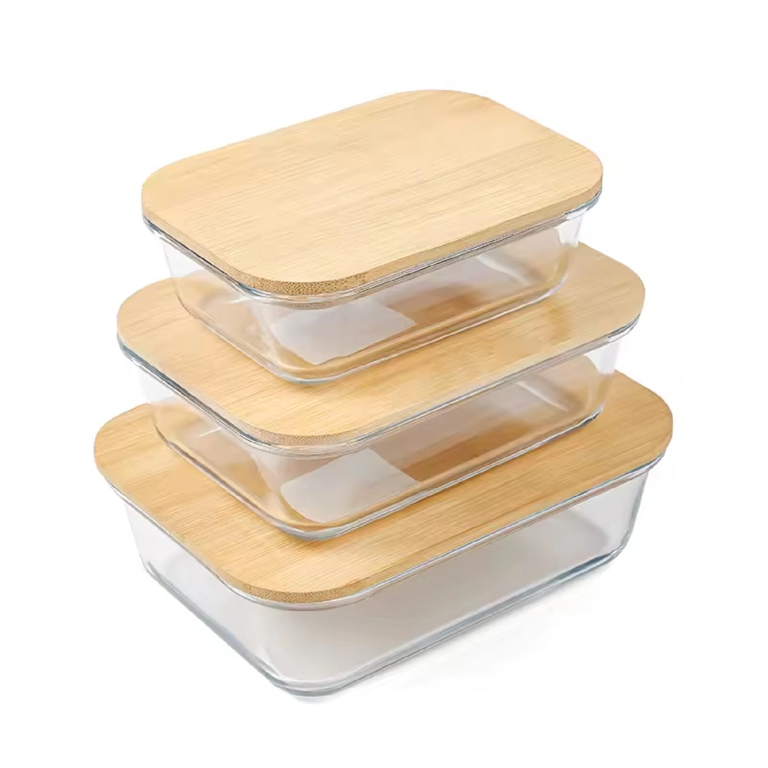 Borosilicato Bakeware de bambú del contenedor de almacenamiento de la tapa del OEM 1