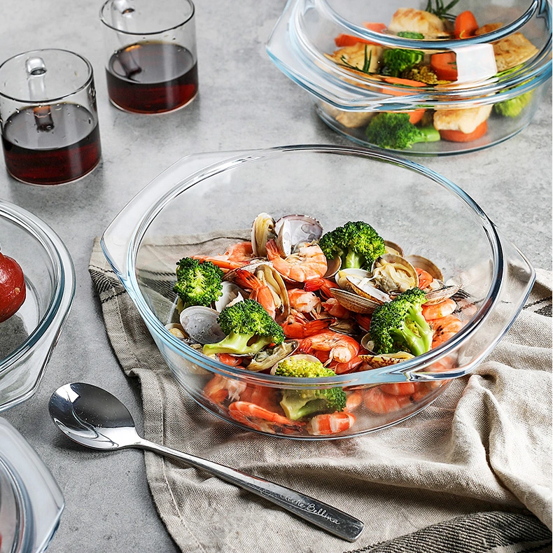 Casserole en verre borosilicaté OEM avec couvercle