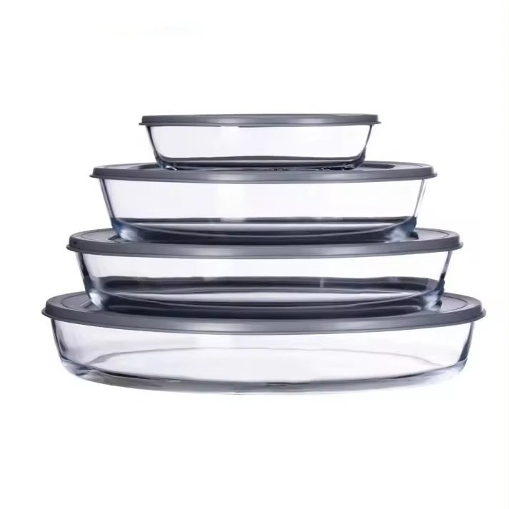 Ustensiles de cuisson ronds en verre borosilicaté avec couvercle