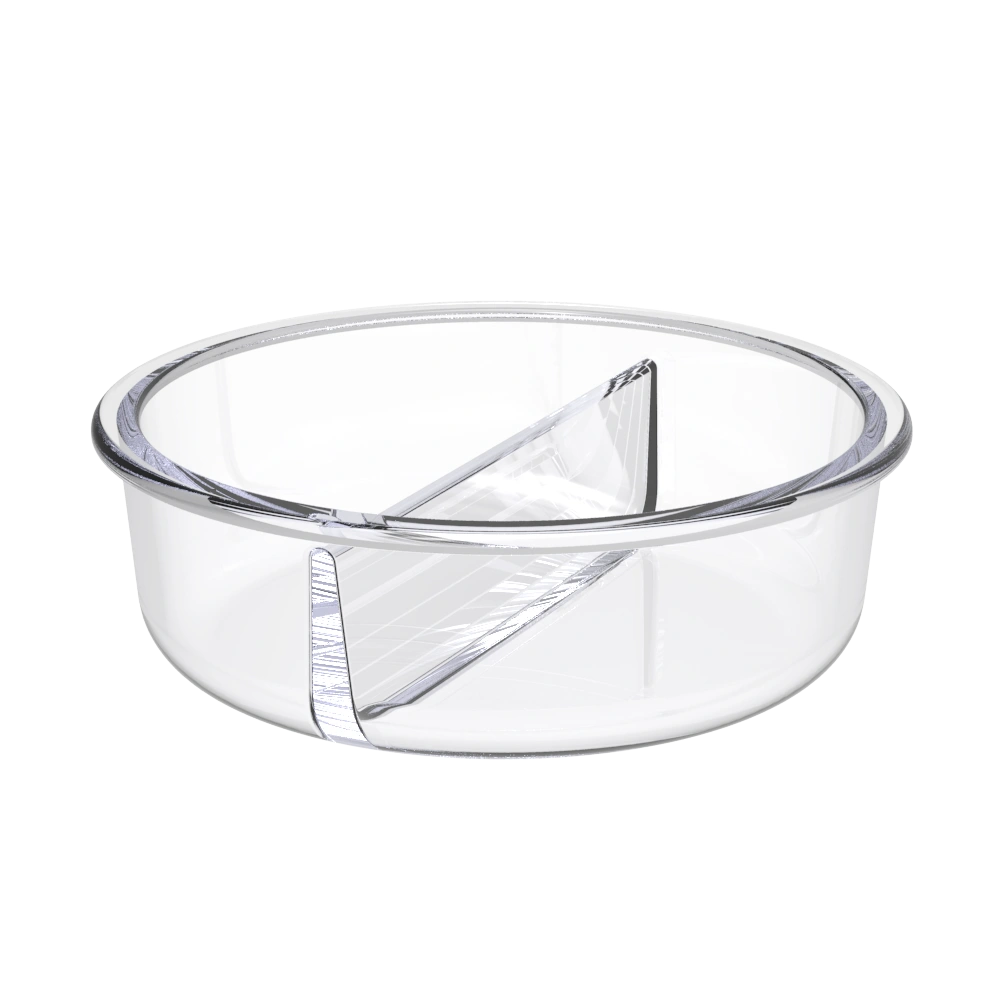 Round Borosilicate Glass Meal Prep Containers 2 Compartment