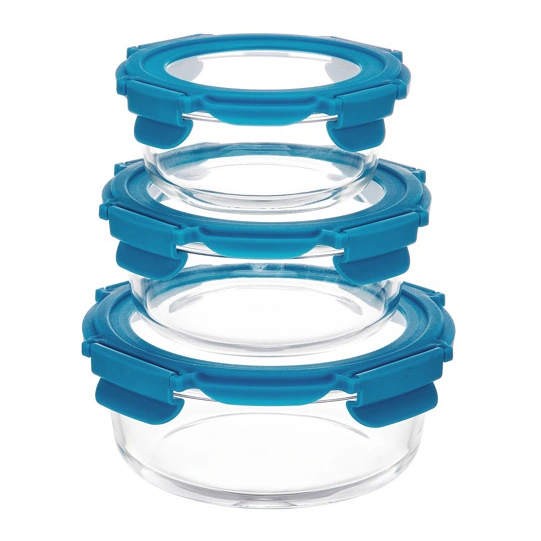 Round Borosilicate Glass Storage Container With Glass Lid