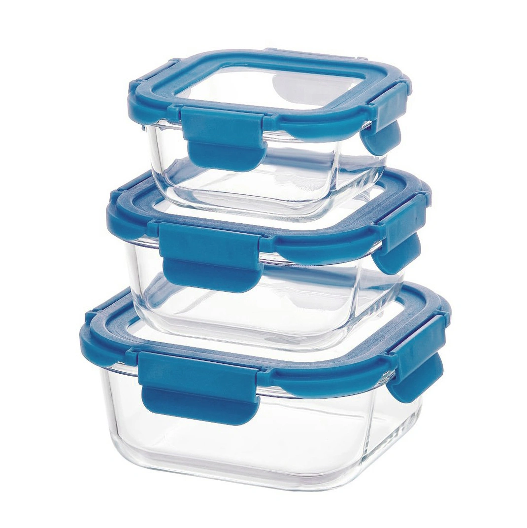 Square Borosilicate Glass Storage Container With Glass Lid