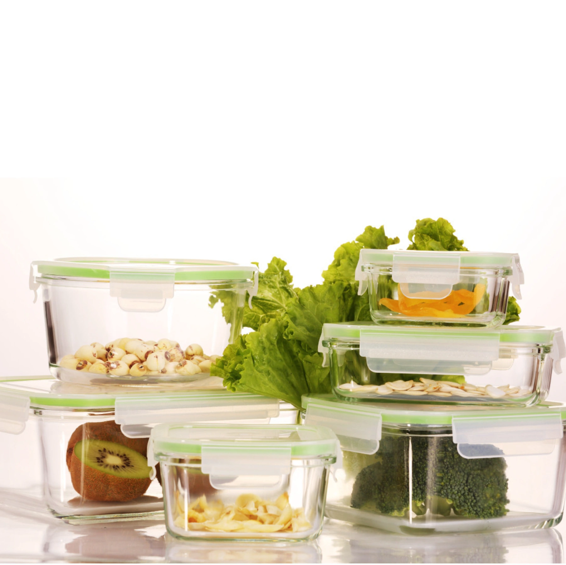 Envase de comida apilable de vidrio de borosilicato