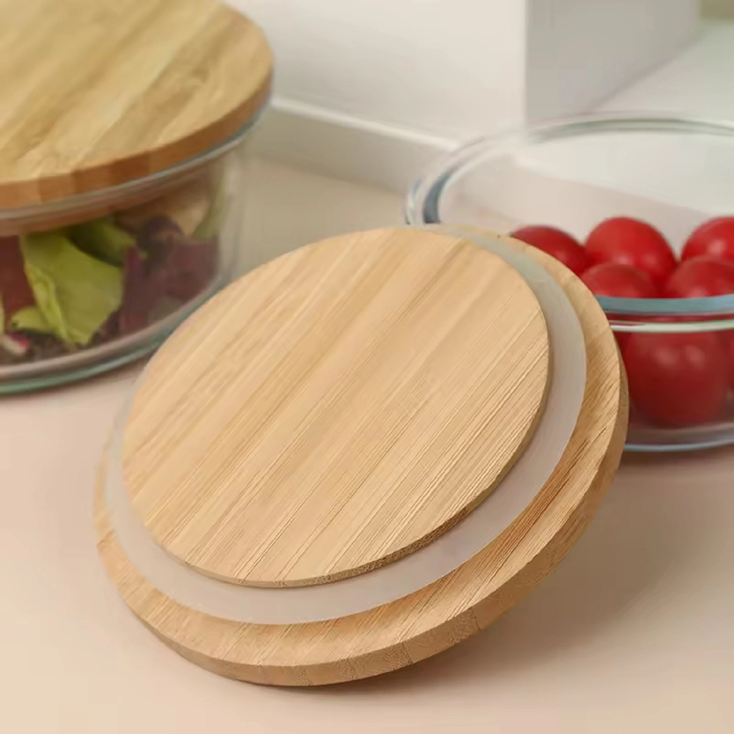 Wholesale Glass And Bamboo Food Storage Glassware Container 4