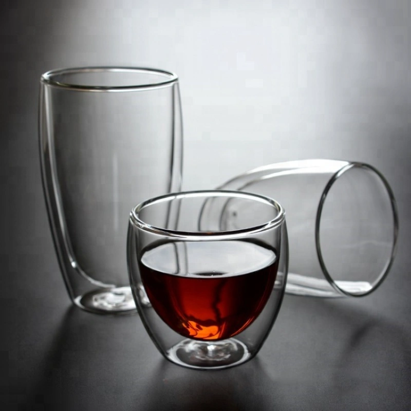 Tasse à café en verre à double paroi faite sur commande tasse en verre borosilicaté 4