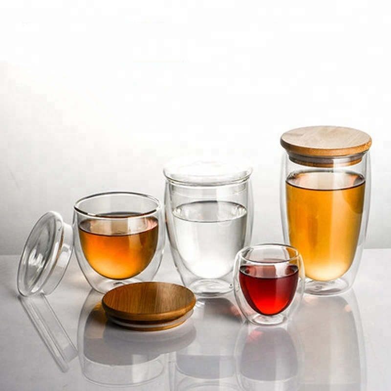 Kundenspezifischer doppelwandiger Kaffeebecher aus Glas aus Borosilikatglas