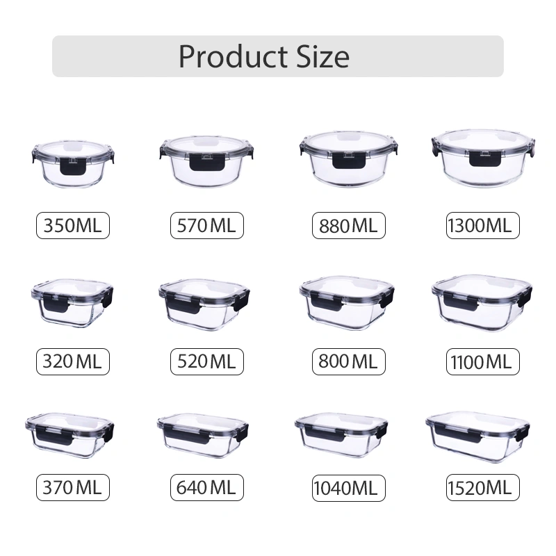 Conteneurs de stockage de nourriture en verre avec couvercle verrouillable Factory 6