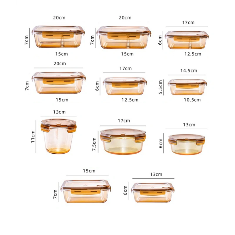 Récipient de stockage des aliments en verre ambré borosilicaté en gros 2