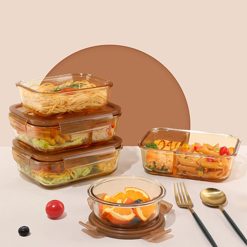 Wholesale Borosilicate Amber Glass Food Storage Container 4