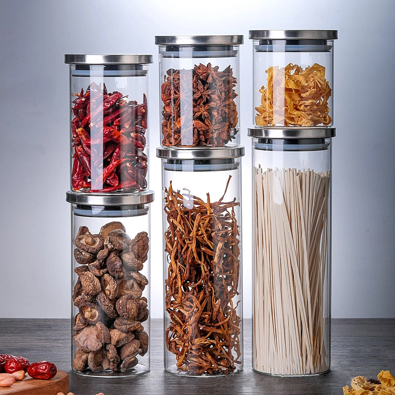 Wholesale Glass Storage Jar With Stainless Steel Lid 1