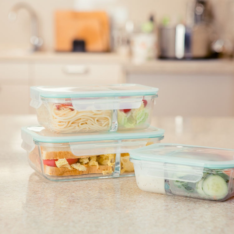 Wholesale Glassware Glass Meal Prep Containers With Divider 1