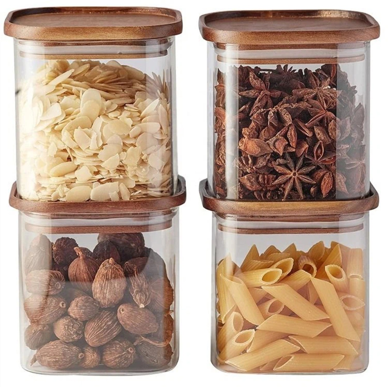 Personalized Bulk Glass Canister With Wood Lid Wholesale